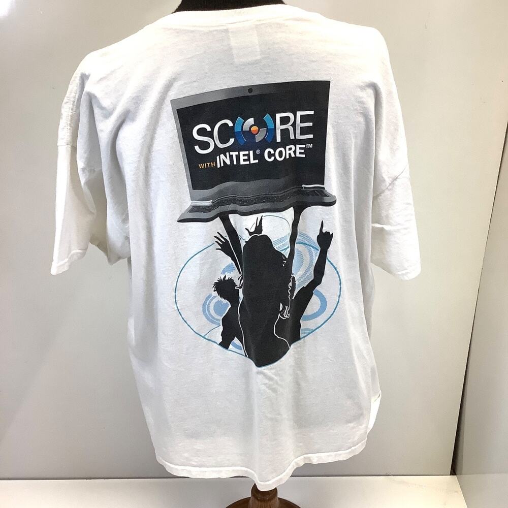 Vintage 90s Intel Core T Shirt Size 3XL White Retail Edge Score Fruit of Loom